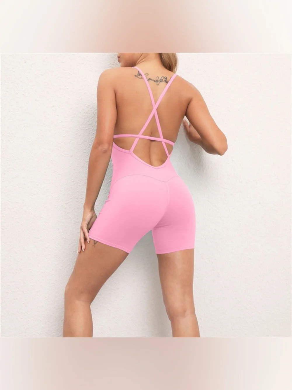 Sculpted Backless Romper with Removable Padding - Picture 3 of 4